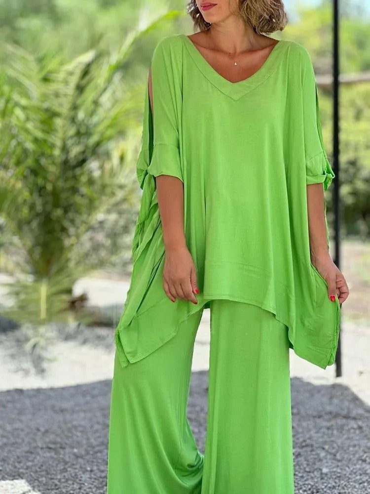 Úrsula™ | Conjunto Túnica Ombros Abertos y Pantalón