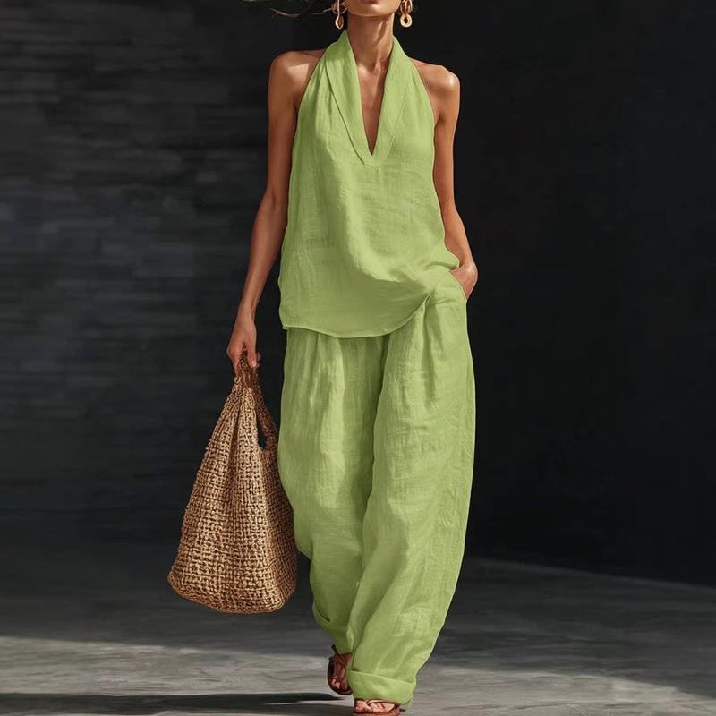 Marisol conjunto lino verde claro