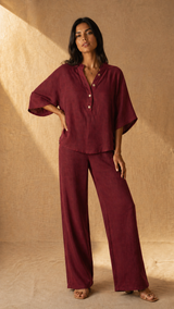 Conjunto Solano — Blusa de mangas murciélago y pantalón ancho