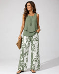 Petronila™ | Conjunto Verde Salvia Blusa y Pantalón Botánico