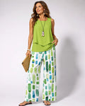 Sabina™ | Conjunto Top Verde y Pantalón Geométrico