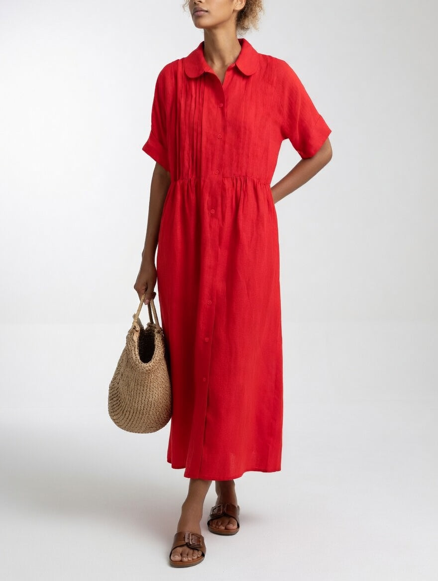 Encarna vestido camisero - Rojo