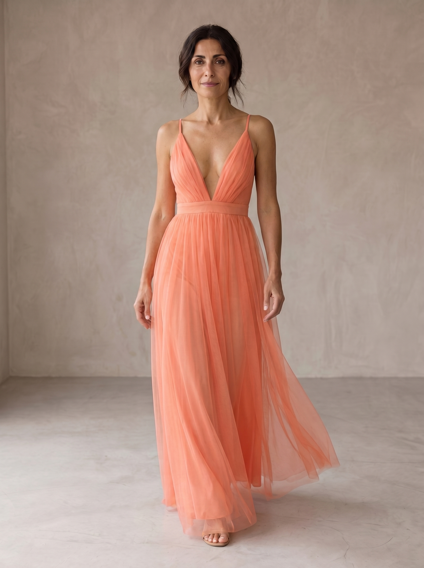 Ginevra maxi vestido coral