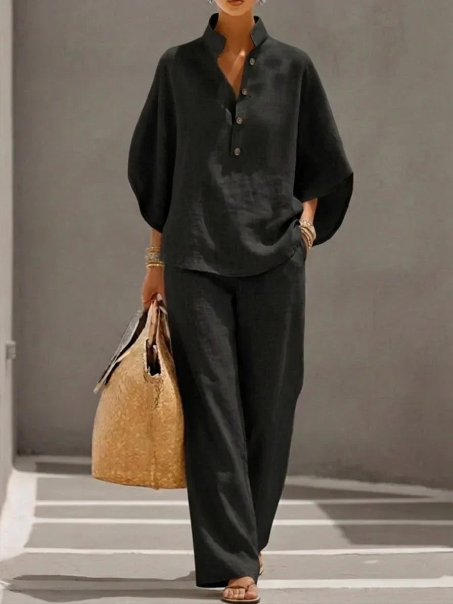 Rosa conjunto lino negro